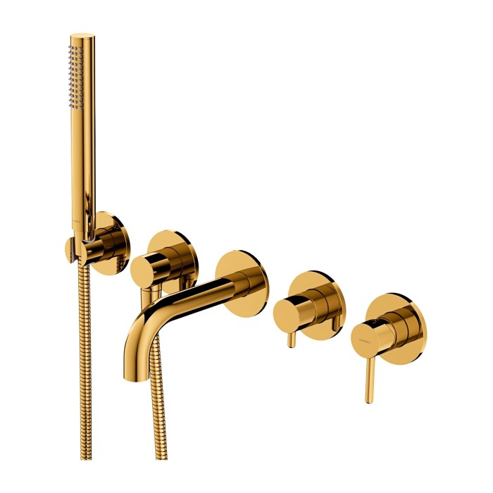 Built-in 5-piece bath mixer set OMNIRES Y, spout length 17.5 cm, Y1237/1SGL