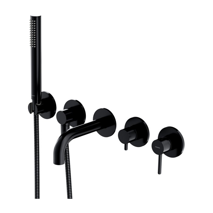 Built-in 5-piece bath mixer set OMNIRES Y, spout length 17.5 cm, Y1237/1SBL