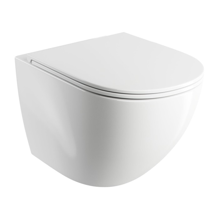 Hanging toilet OMNIRES Ottawa Compact Rimless with soft-closing seat, OTTAWAMWBP