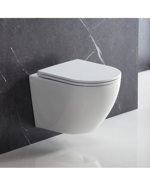 Hanging toilet OMNIRES Ottawa Compact Rimless with soft-closing seat, OTTAWAMWBP