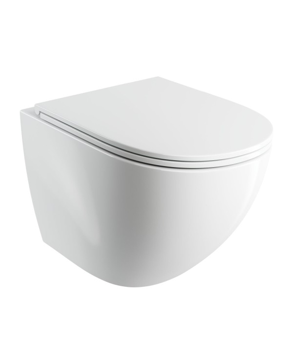 Rippuv WC-pott OMNIRES Ottawa Comfort Rimless pehmea sulgemise kaanega, OTTAWACMWBP