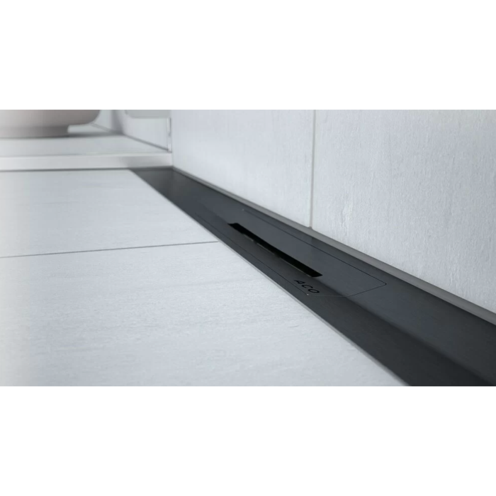 ACO ShowerDrain S shower channel set with black matte Plate grating and trap (4 in 1)