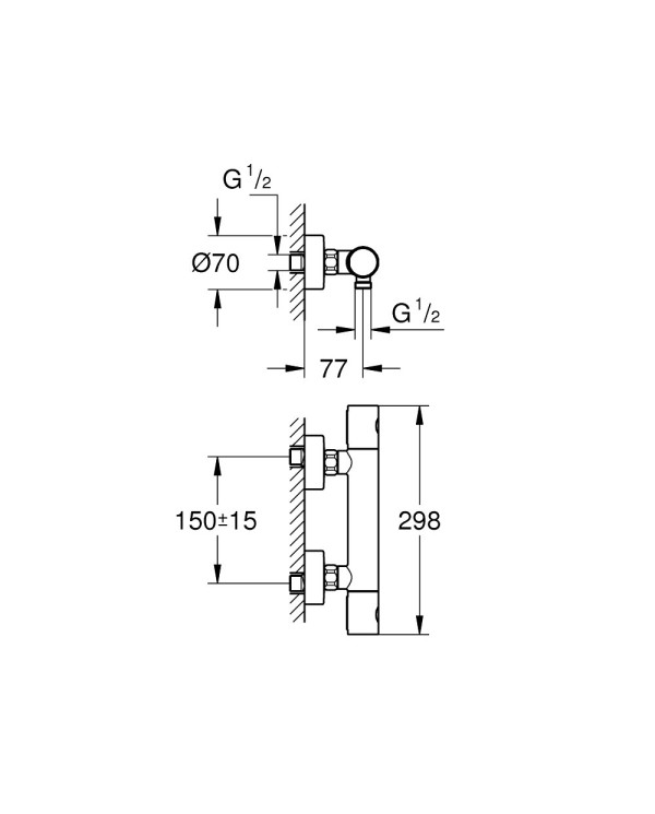 GROHE Grohtherm 800 Cosmopolitan Thermostatic Shower Mixer, 34765000