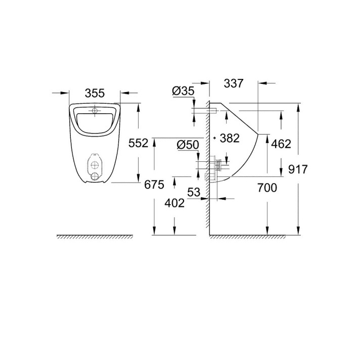 Pisaari sisemise veetootega GROHE Bau Ceramic, 39438000