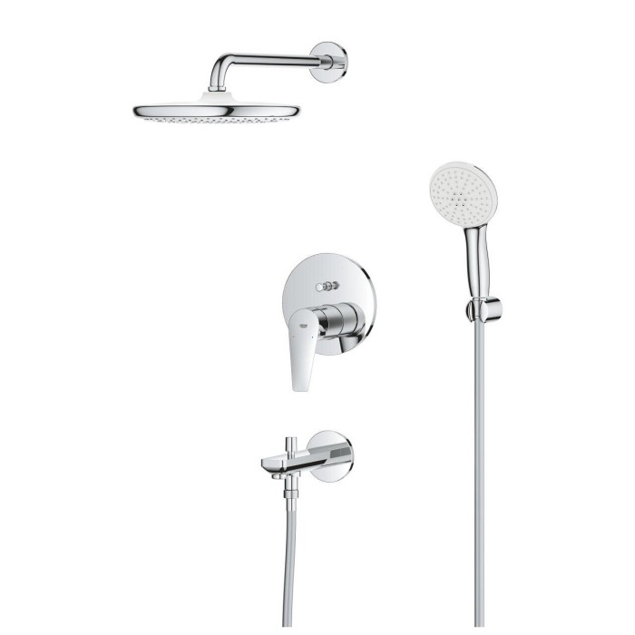 GROHE Bauedge Tempesta 250 Shower System Sets with Spout for Bathtubs 25291000