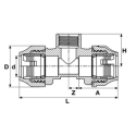 Plastic threaded tee for PE pipe PIMTAS 20 x 3/4" middle x 20, EX70002301M