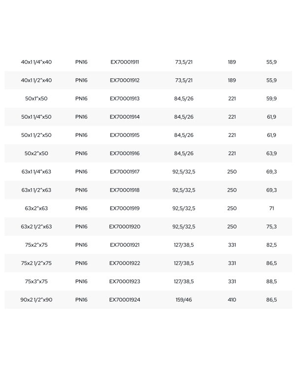 Plastic threaded tee for PE pipe PIMTAS 50 x 2" outer x 50, EX70001916