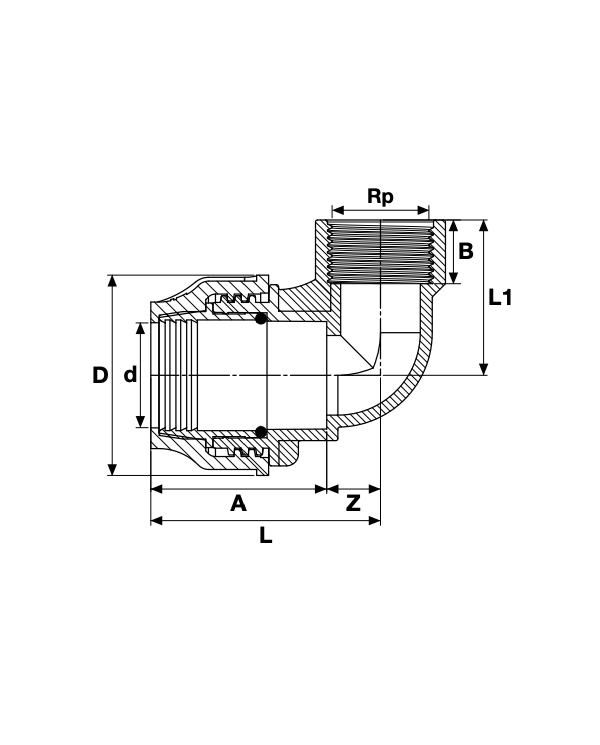 Пластиковая зажимная муфта для ПЭ трубы PIMTAS 40 x 1 1/4" средняя, EX70002409M