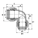 Пластиковая зажимная редуцированная elbow для ПЭ трубы PIMTAS 75 x 63, EX70001805