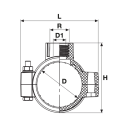 Plastic clamp for PE pipe PIMTAS 25 x 3/4" middle, EX57700025252