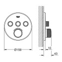 Potikendiline termostaatiline dušisegisti GROHE Grohtherm SmartControl 3 väljundiga, supersteel, 29121DC0