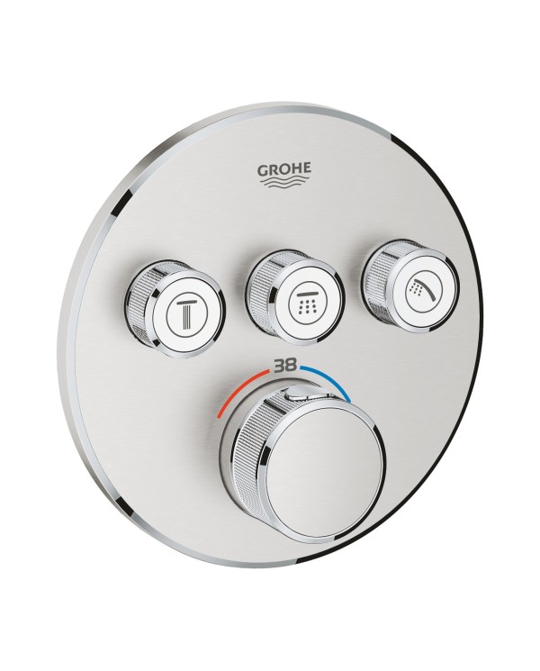 Встраиваемый термостатический душевой смеситель GROHE Grohtherm SmartControl на 3 выхода, суперсталь, 29121DC0