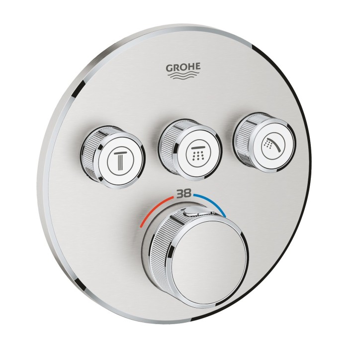 Potikendiline termostaatiline dušisegisti GROHE Grohtherm SmartControl 3 väljundiga, supersteel, 29121DC0