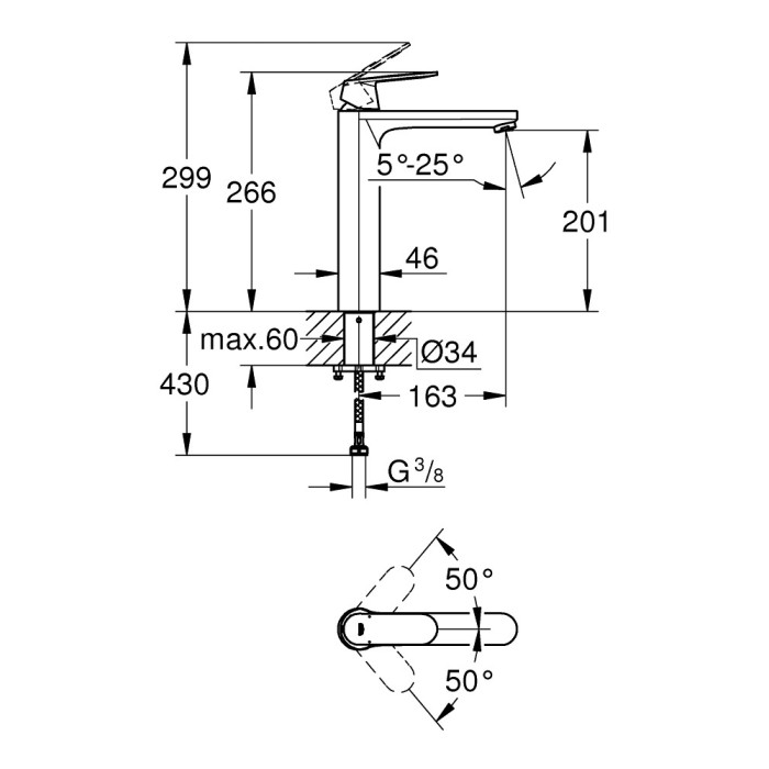 Segisti valamu GROHE Eurosmart Cosmopolitan XL 201 mm, 23921000