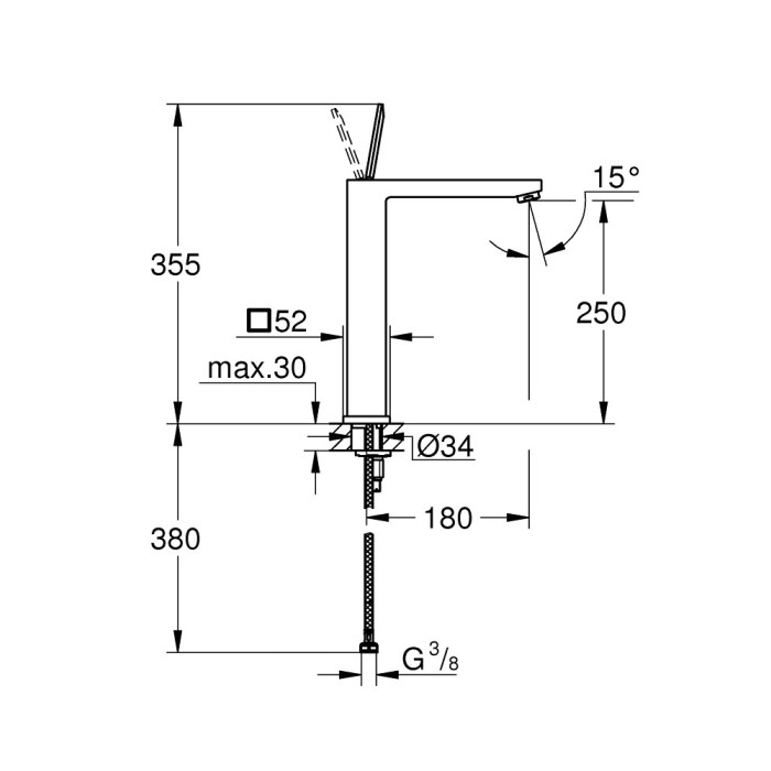 GROHE Eurocube Joy 250 mm sink mixer, 23661000