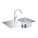 Stainless steel sink with Bau kitchen faucet GROHE K200, 31562SD1