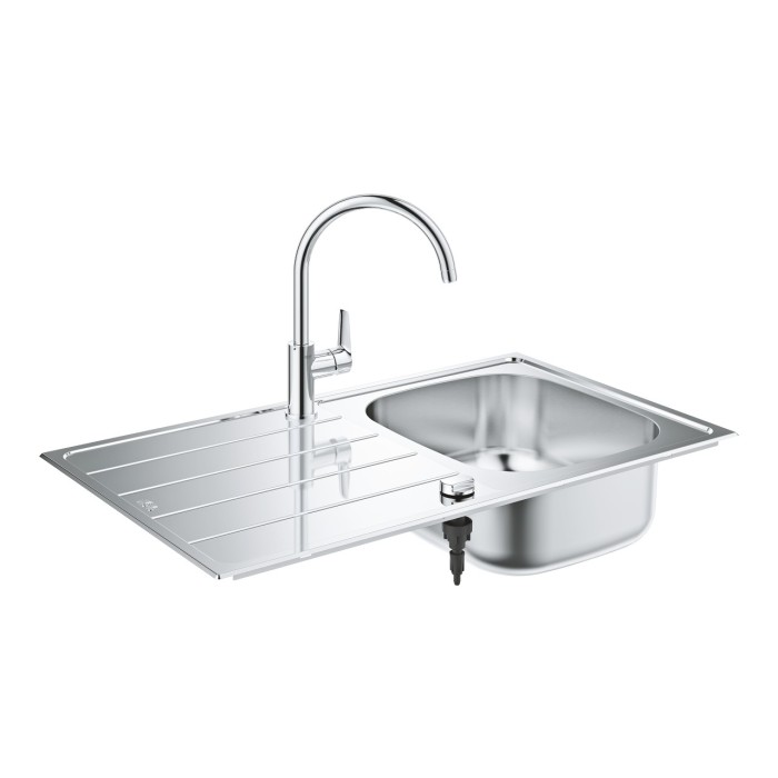 Stainless steel sink with Bau kitchen faucet GROHE K200, 31562SD1