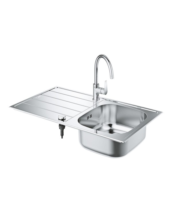 Stainless steel sink with Bau kitchen faucet GROHE K200, 31562SD1