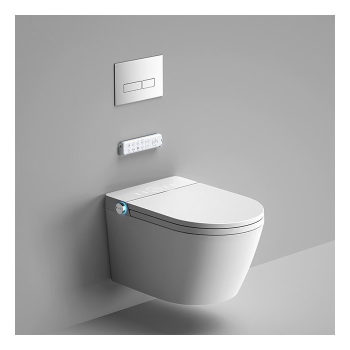 Hanging toilet with bidet function TECE (10 in 1) SET2 Rimless with soft-closing lid and concealed frame with button