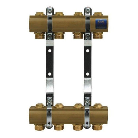 Collector for radiator heating with nipples and valves for closing rings KAN-therm 4 rings