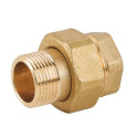 Disassembled straight brass connector CAVALETTO 1/2"" male/female, with O-ring rubber gasket