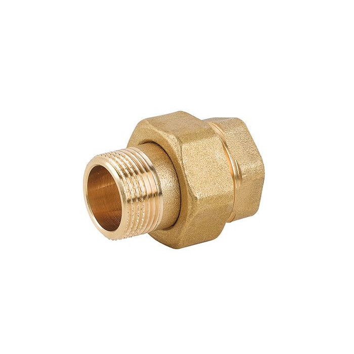 Disassembled straight brass connection CAVALETTO 1 1/2"" male/female, with O-ring rubber gasket