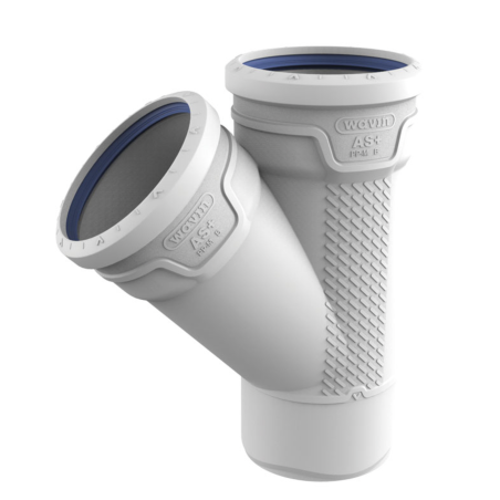 Low-noise internal sewage tee WAVIN AS+ 110 x 45°