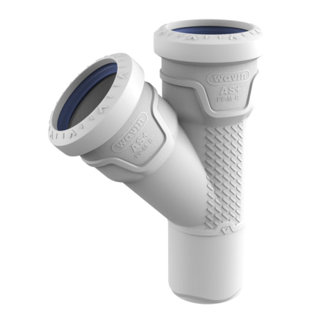 Low-noise internal sewage tee WAVIN AS+ 50 x 45°