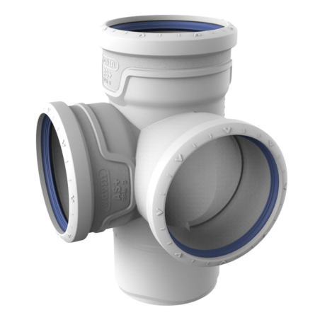 Low-noise internal wastewater spatial four-way WAVIN AS+ 110 x 90°