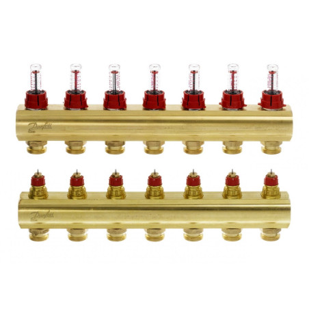 DANFOSS 7-zone underfloor heating manifold with flow meters