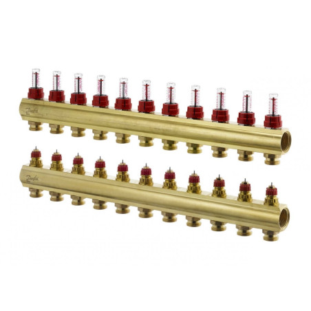 We are regulating the DANFOSS 11-loop underfloor heating manifold with flow meters.