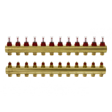 DANFOSS adjustable underfloor heating manifold 12 circuits with flow meters