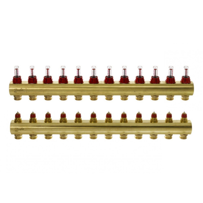 DANFOSS adjustable underfloor heating manifold 12 circuits with flow meters