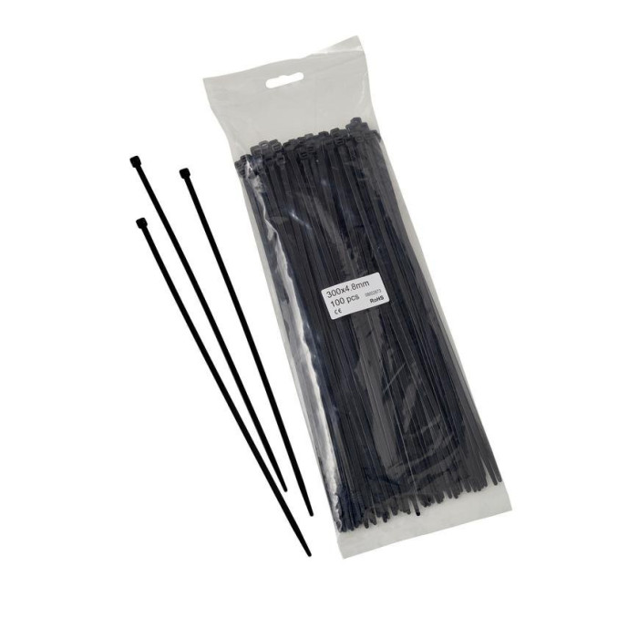 Kummist tõmblukud 7.6 x 150 mm, mustad (100 tk)