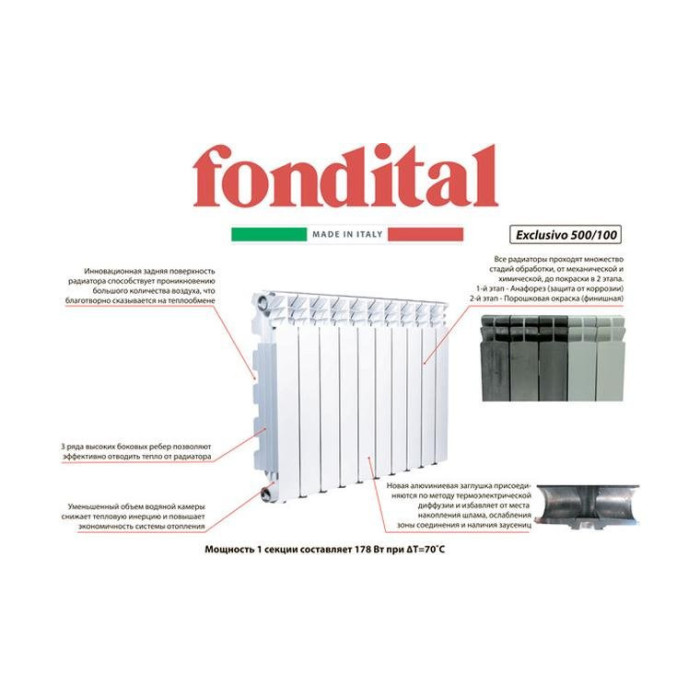 Алюминиевый радиатор FONDITAL Exclusifo 500/100 - 1 секция