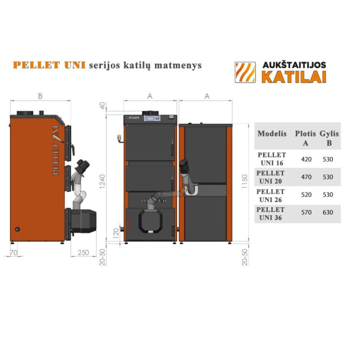 Granular boiler AUKŠTAITIJOS KATILAI Pellet Uni 26 kW