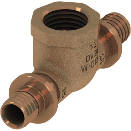 Tee with internal thread TECEflex, bronze (Available in various diameters)