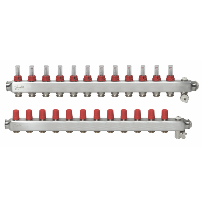 DANFOSS adjustable underfloor heating manifold 12 circuits with flow meters