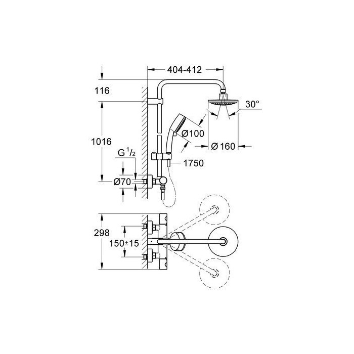 Системы верхнего душа Grohe New Tempesta Cosmopolitan