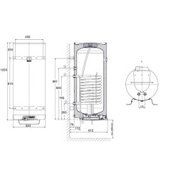 Kombineeritud kiire vertikaalne veesoojendi DRAŽICE OKC 160 l 1 m2