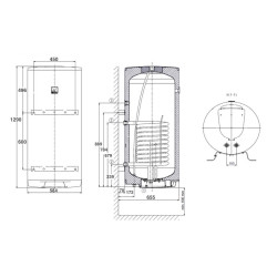 Combined fast vertical water heater DRAŽICE OKC 200 l 1 m2