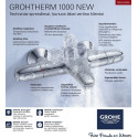 Thermostaatiline segisti vannile - dušš GROHE Grohtherm 1000 Uus, 34155003