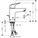 Смеситель для раковины с донным клапаном HANSGROHE Logis 100, хром, 71100000