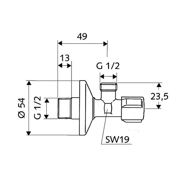 Angle valve SCHELL Comfort 1/2" x 1/2"