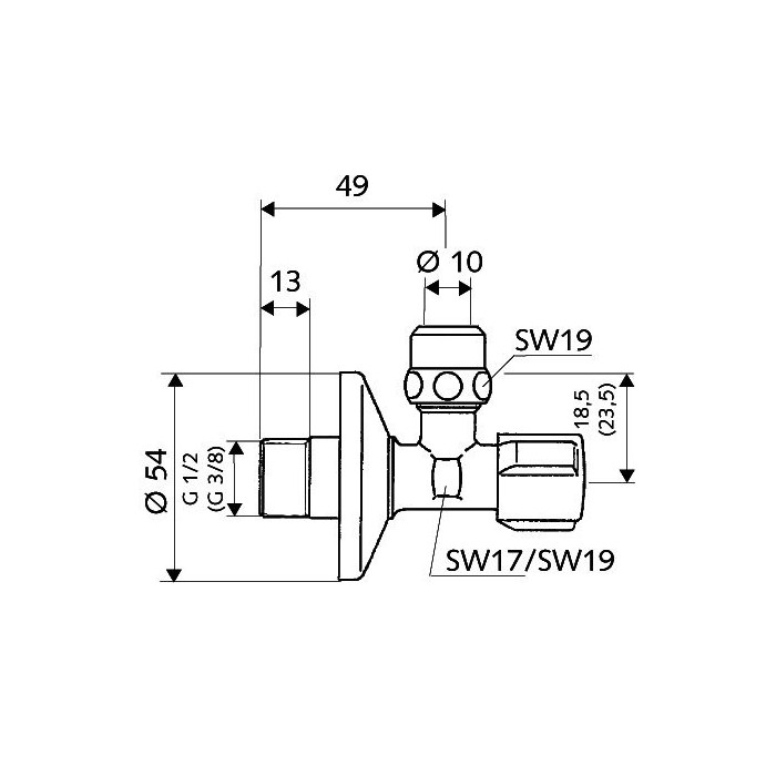 Ventili SCHELL Comfort 1/2" x 3/8" nurgas