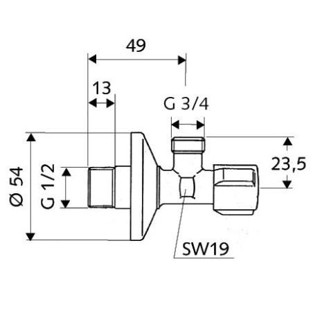 Вентиль угловой SCHELL Comfort 1/2" x 3/4"