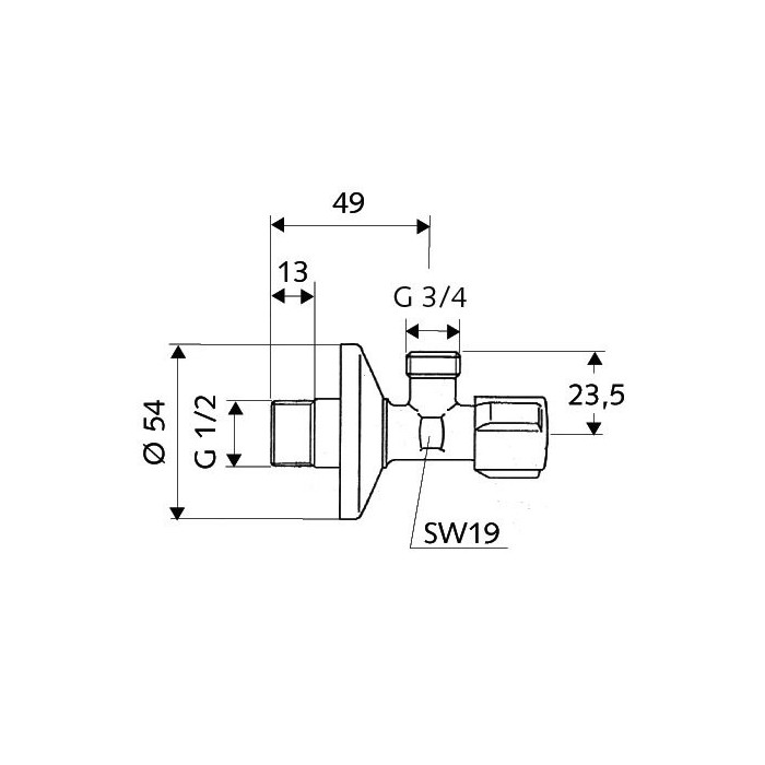 Angle valve SCHELL Comfort 1/2" x 3/4"