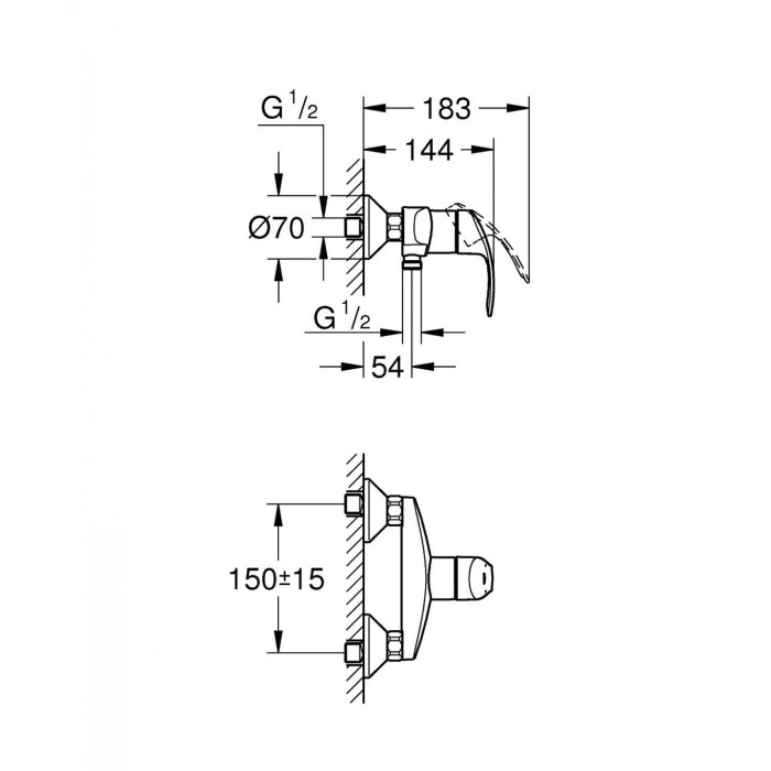 Смеситель для душа GROHE Eurosmart, 33555002
