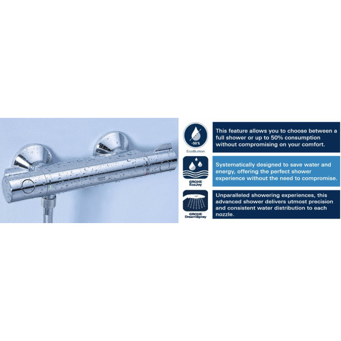 Termostaatilised segisti dušid GROHE Grohtherm 800 koos dušikomplektiga Tempesta 600