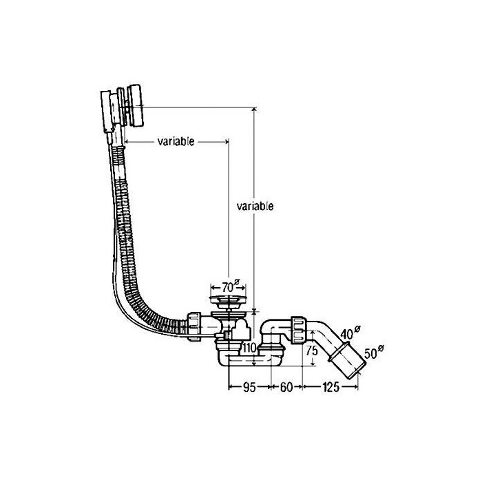 Extended siphon for bath VIEGA Simplex, automatic, 595678